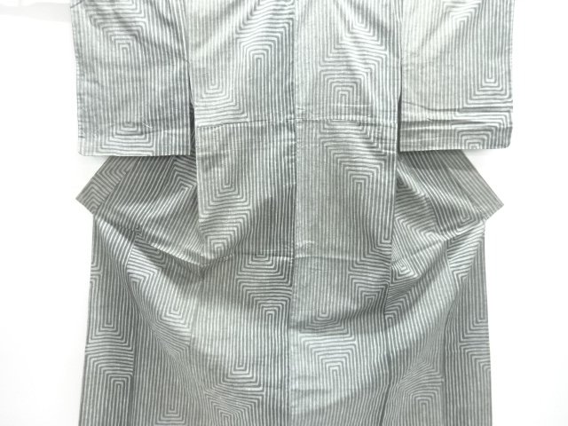 JAPANESE KIMONO / UNUSED HITOE TSUMUGI / WOVEN ABSTRACT PATTERN 